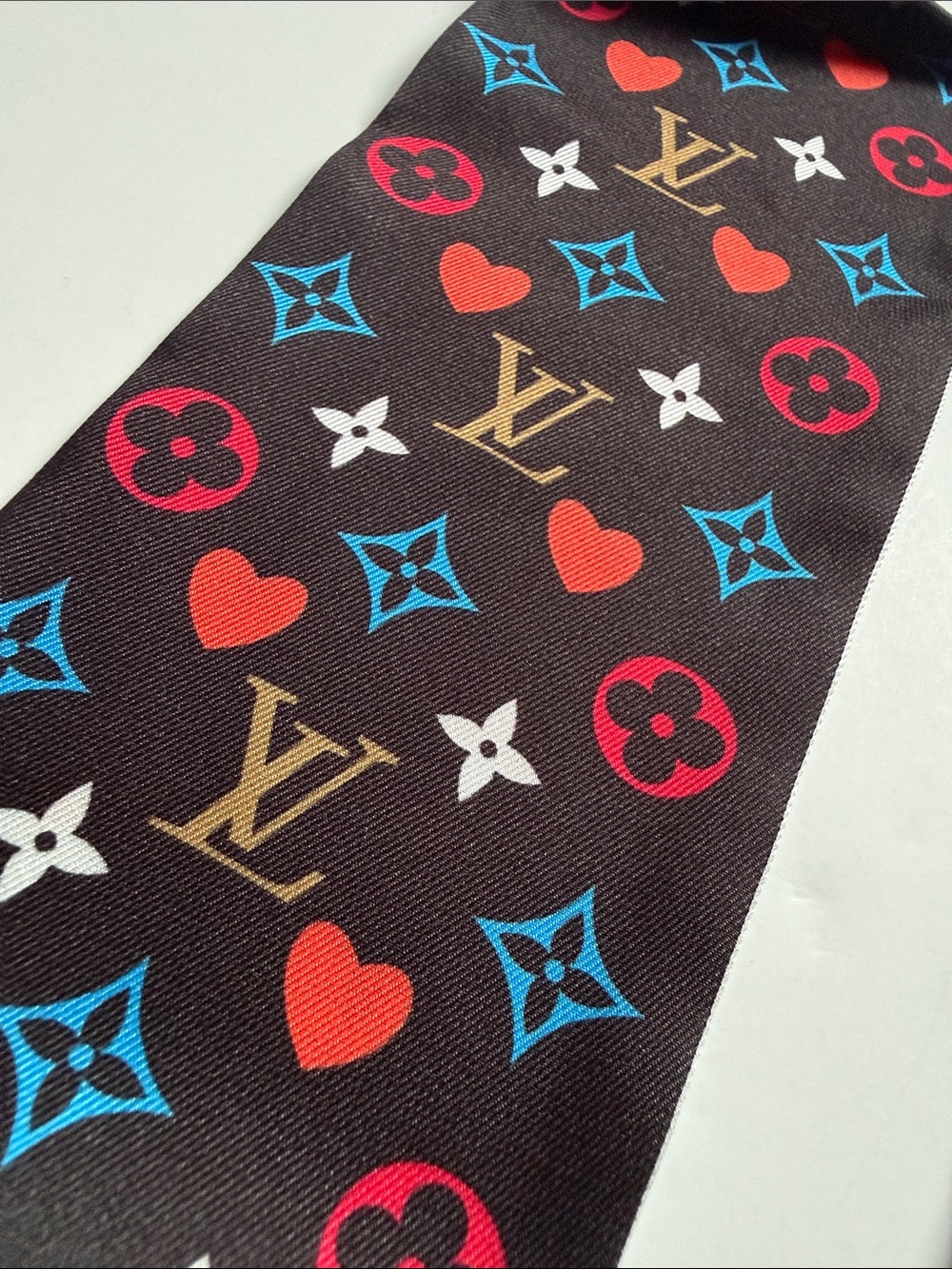 White Multicolor Monogram Twilly with Red and Blue Accents - Picture 10 of 10